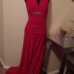 B. Smart red long Polyester spandex dress